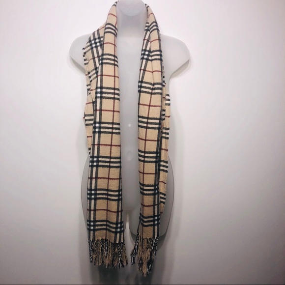 Unbranded Accessories | Nova Check Fringe Scarf | Poshmark